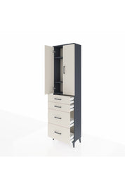 Arges Dolap 3 Raflı 4 Çekmeceli 2 Kapaklı 60x30x221 Antrasit-Aytaşı