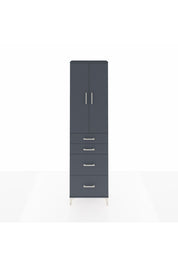 Arges Dolap 3 Raflı 4 Çekmeceli 2 Kapaklı 60x30x221 Antrasit-Antrasit