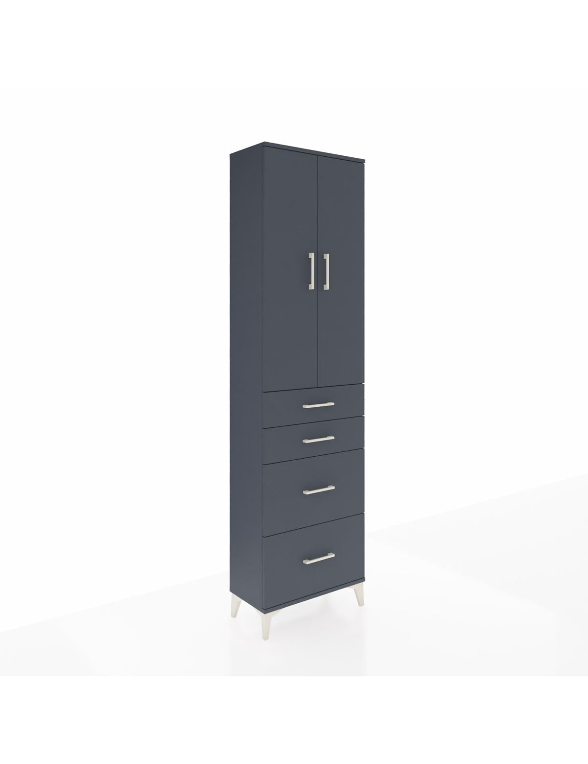 Arges Dolap 3 Raflı 4 Çekmeceli 2 Kapaklı 60x30x221 Antrasit-Antrasit