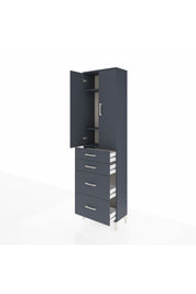 Arges Dolap 3 Raflı 4 Çekmeceli 2 Kapaklı 60x30x221 Antrasit-Antrasit