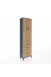 Arges Dolap 3 Raflı 4 Çekmeceli 2 Kapaklı 60x30x221 Antrasit-Çam