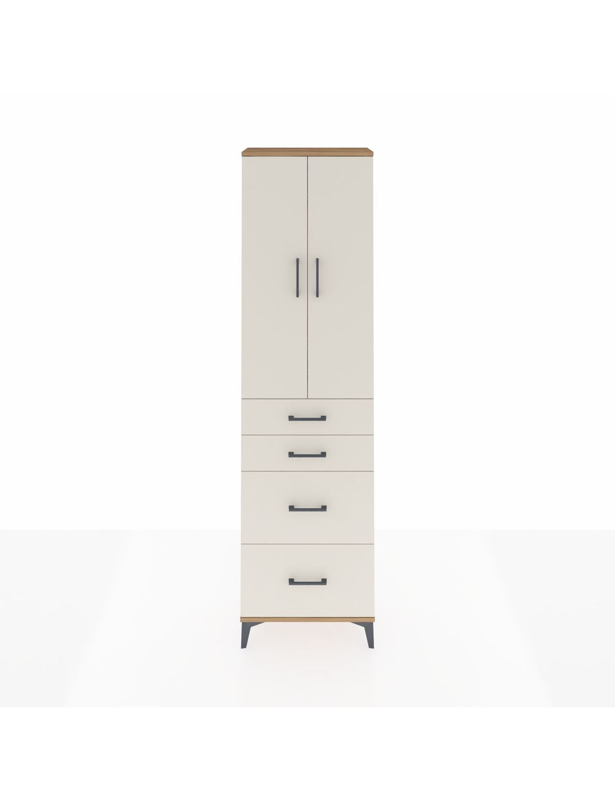 Arges Dolap 3 Raflı 4 Çekmeceli 2 Kapaklı 60x30x221 Çam-Aytaşı