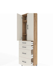 Arges Dolap 3 Raflı 4 Çekmeceli 2 Kapaklı 60x30x221 Çam-Aytaşı