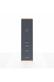 Arges Dolap 3 Raflı 4 Çekmeceli 2 Kapaklı 60x30x221 Çam-Antrasit