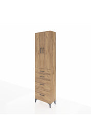 Arges Dolap 3 Raflı 4 Çekmeceli 2 Kapaklı 60x30x221 Çam-Çam