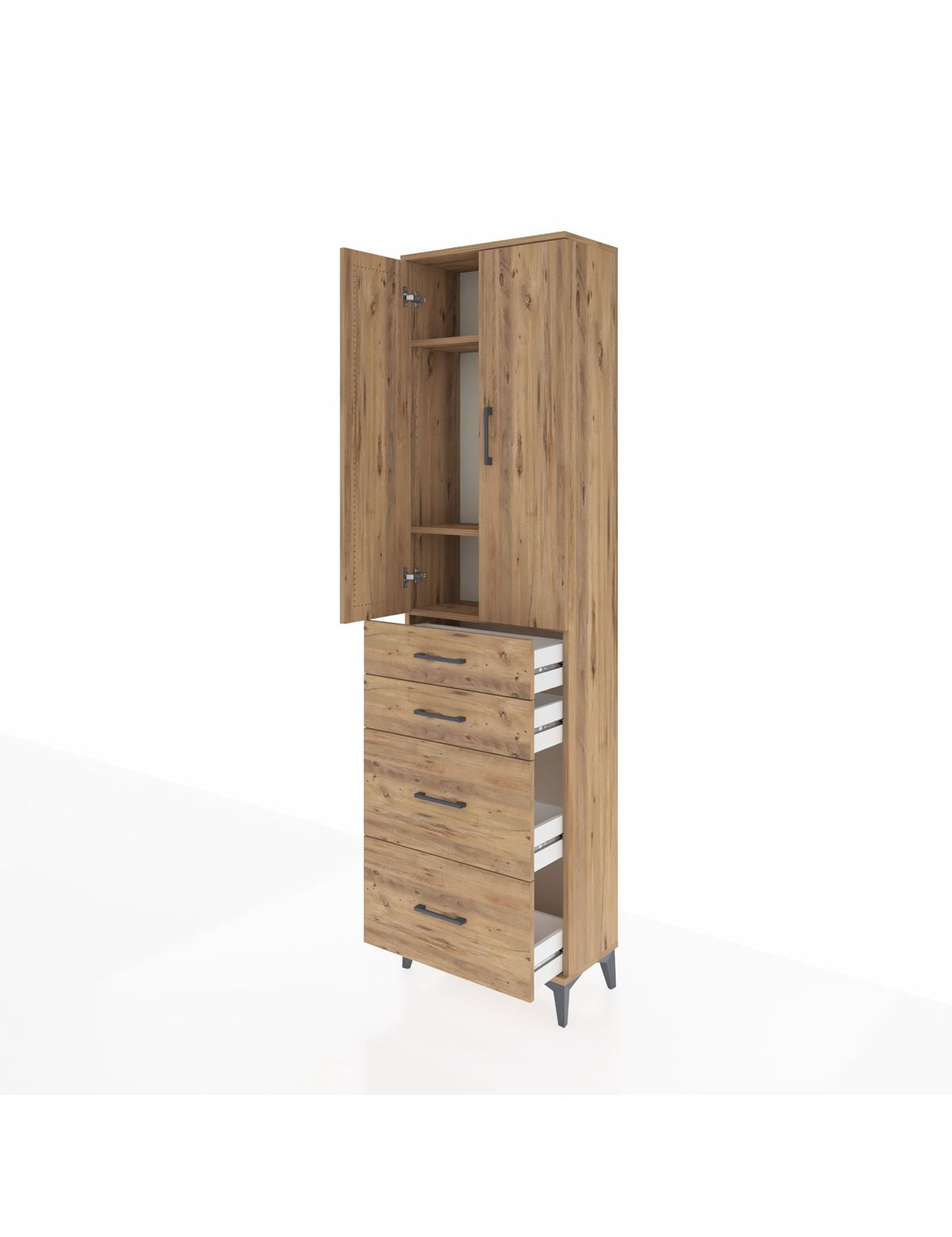 Arges Dolap 3 Raflı 4 Çekmeceli 2 Kapaklı 60x30x221 - S29M137V9A