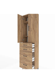 Arges Dolap 3 Raflı 4 Çekmeceli 2 Kapaklı 60x30x221 Çam-Çam