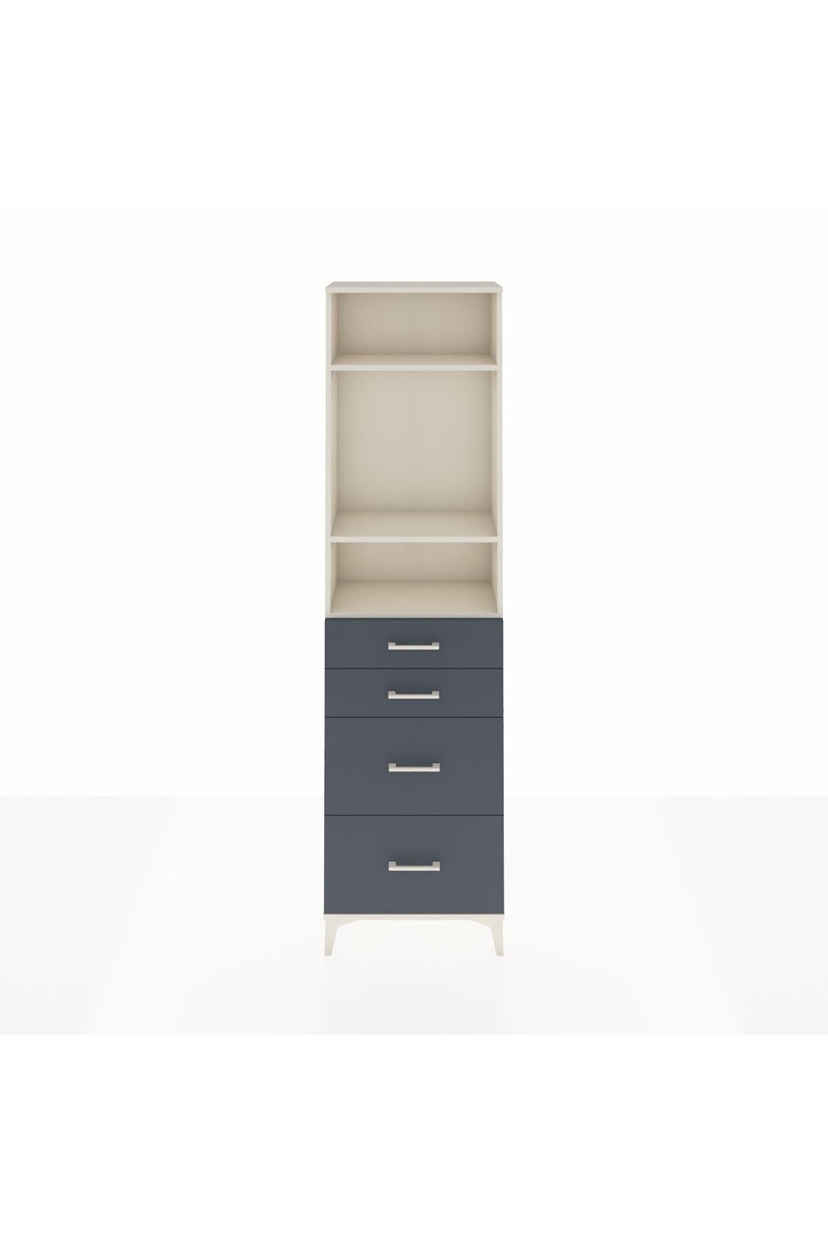 Arges Dolap 3 Raflı 4 Çekmeceli 60x30x221 Aytaşı-Antrasit