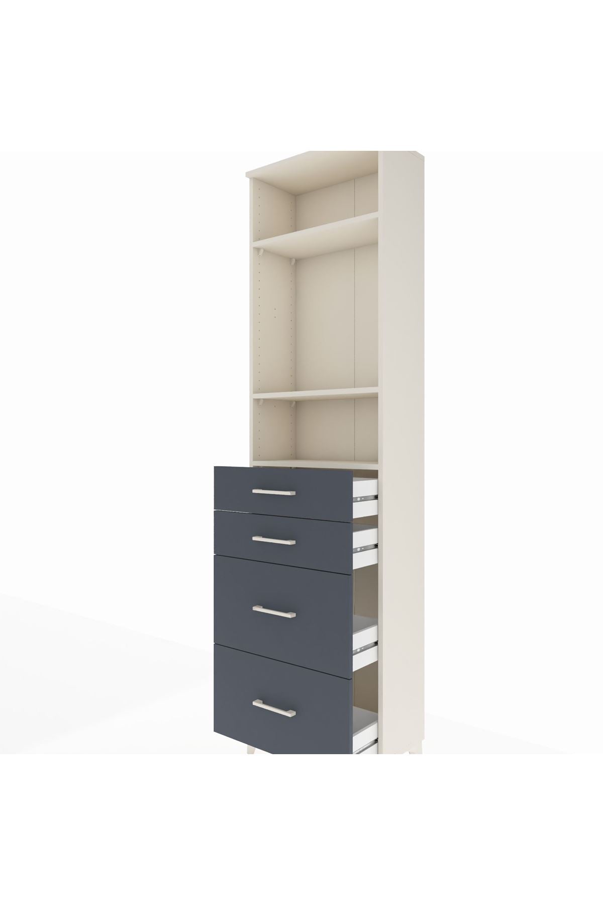 Arges Dolap 3 Raflı 4 Çekmeceli 60x30x221 Aytaşı-Antrasit