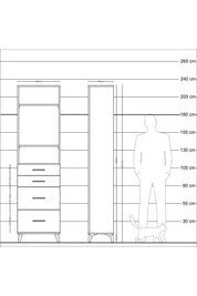 Arges Dolap 3 Raflı 4 Çekmeceli 60x30x221 Aytaşı-Antrasit