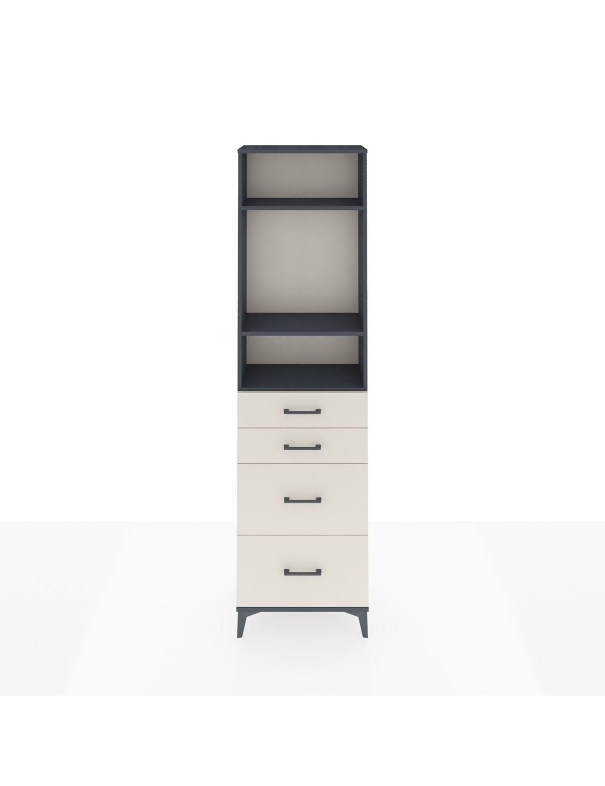 Arges Dolap 3 Raflı 4 Çekmeceli 60x30x221 Antrasit-Aytaşı