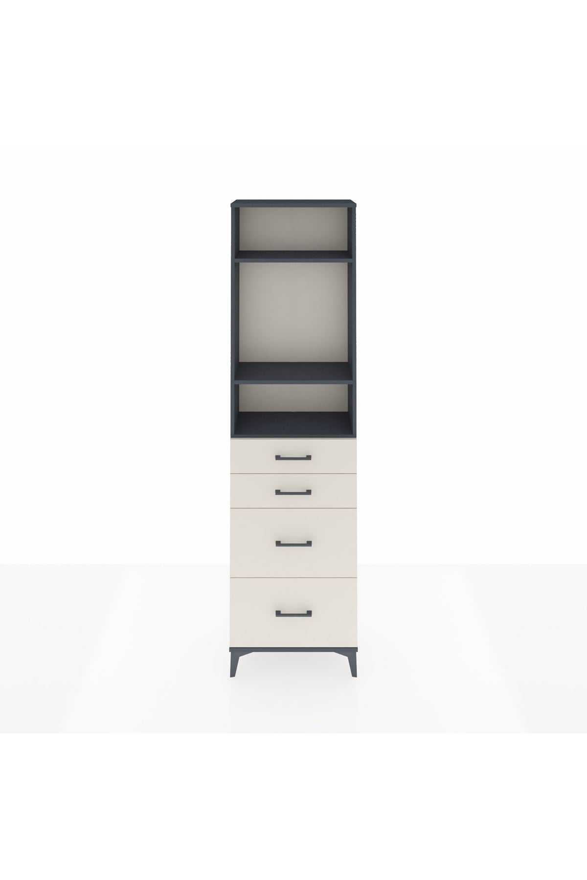 Arges Dolap 3 Raflı 4 Çekmeceli 60x30x221 Antrasit-Aytaşı