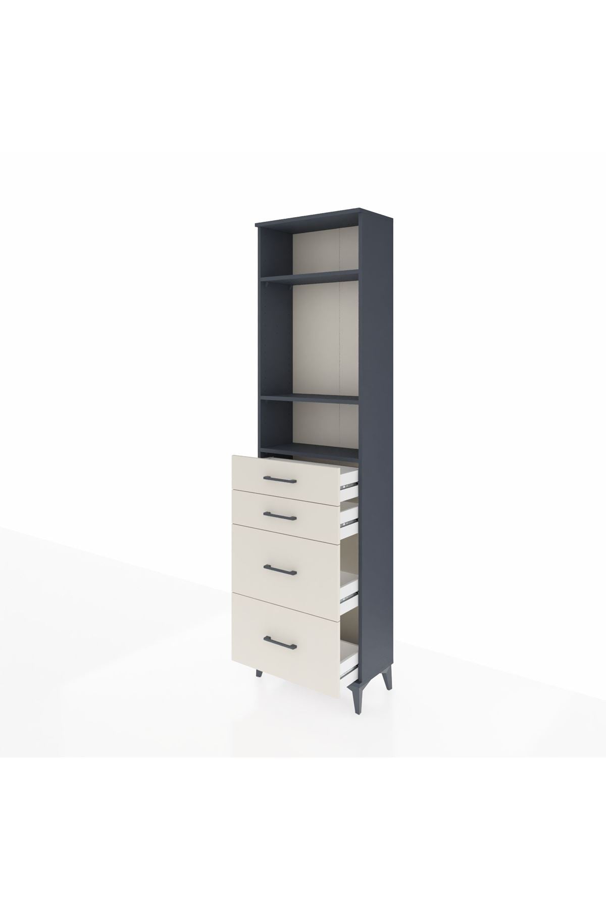 Arges Dolap 3 Raflı 4 Çekmeceli 60x30x221 Antrasit-Aytaşı