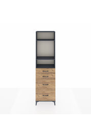 Arges Dolap 3 Raflı 4 Çekmeceli 60x30x221 Antrasit-Çam