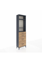 Arges Dolap 3 Raflı 4 Çekmeceli 60x30x221 Antrasit-Çam