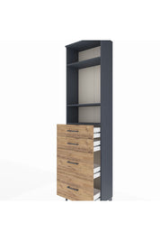 Arges Dolap 3 Raflı 4 Çekmeceli 60x30x221 Antrasit-Çam