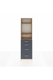Arges Dolap 3 Raflı 4 Çekmeceli 60x30x221 Çam-Antrasit