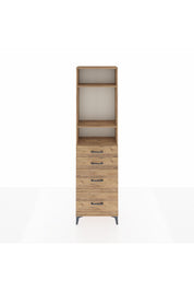 Arges Dolap 3 Raflı 4 Çekmeceli 60x30x221 Çam-Çam