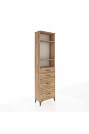 Arges Dolap 3 Raflı 4 Çekmeceli 60x30x221 Çam-Çam