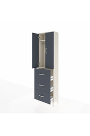 Arges Dolap 2 Raflı 3 Çekmeceli Tek Askılı 60x30x221 Aytaşı-Antrasit