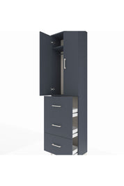 Arges Dolap 2 Raflı 3 Çekmeceli Tek Askılı 60x30x221 Antrasit-Antrasit