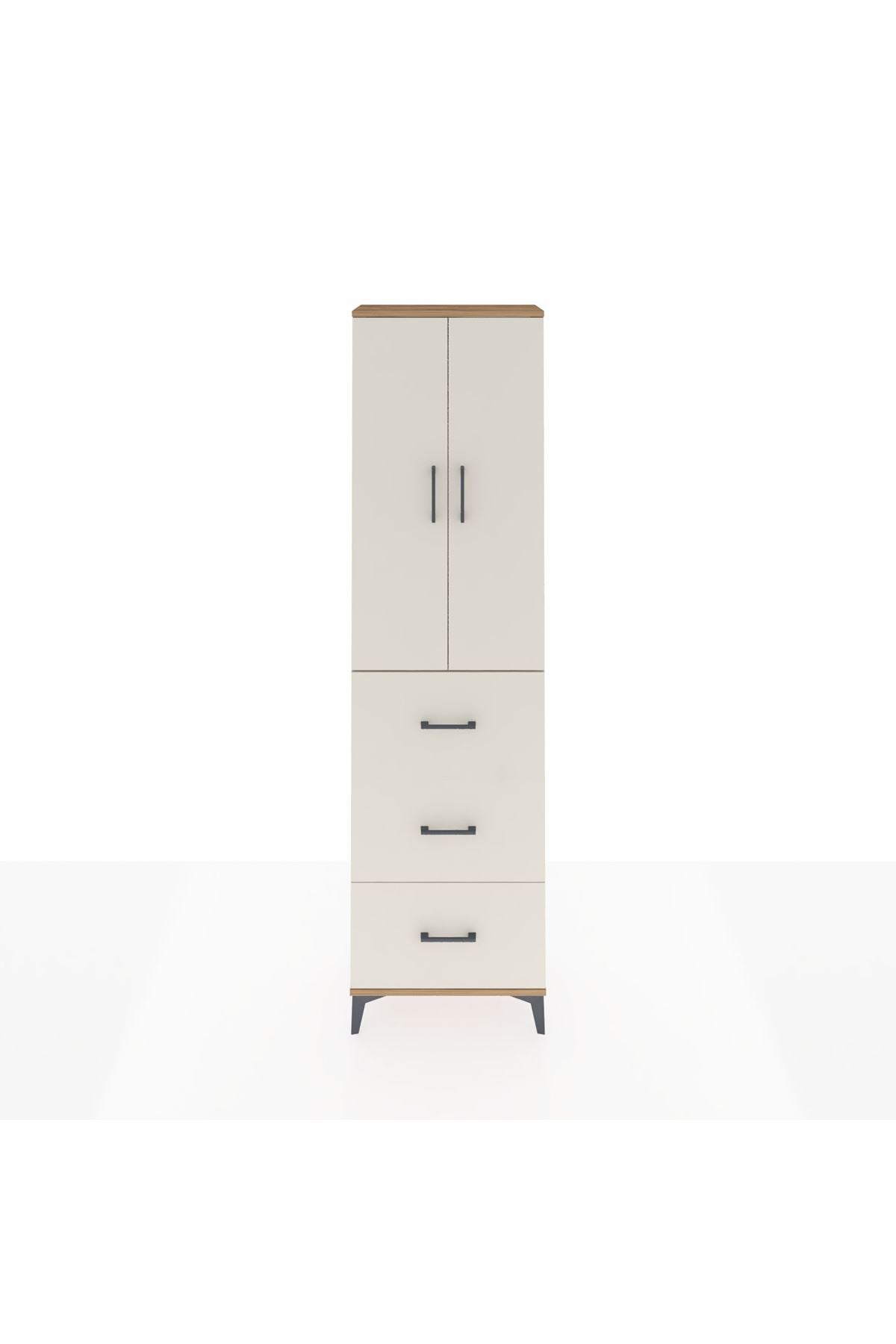 Arges Dolap 2 Raflı 3 Çekmeceli Tek Askılı 60x30x221 Çam-Aytaşı