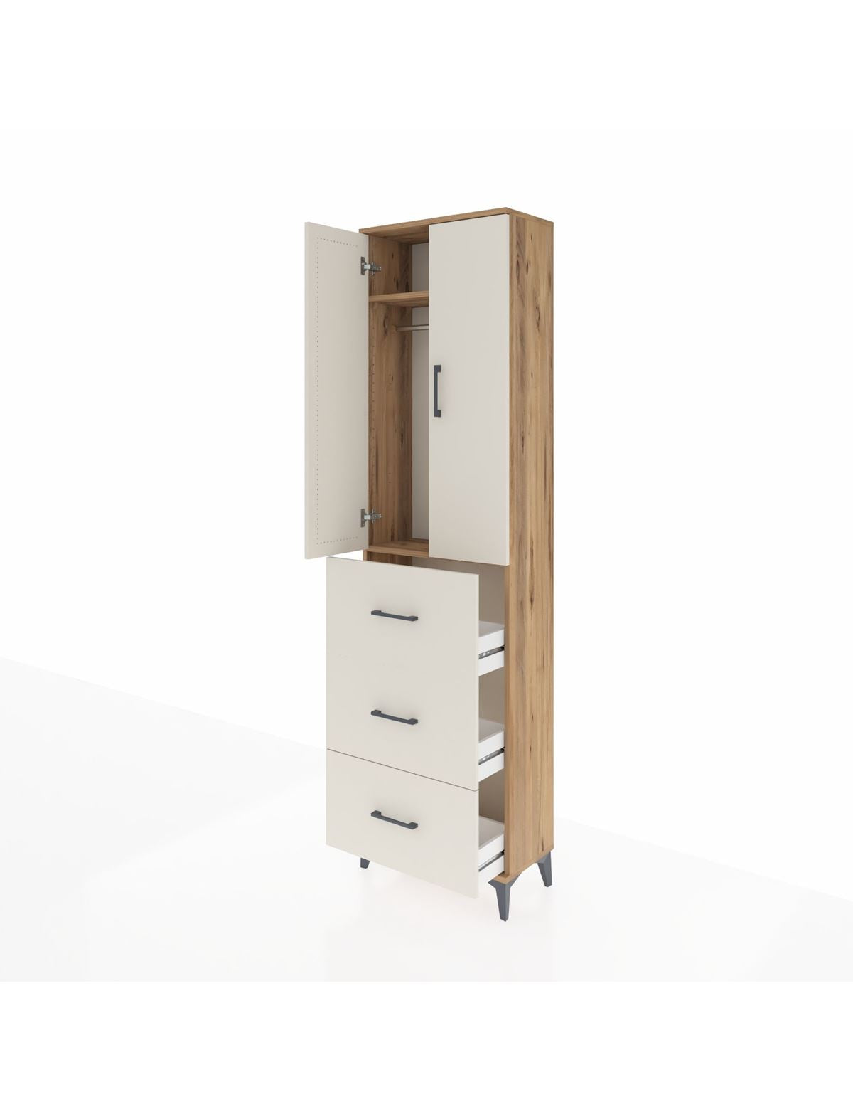 Arges Dolap 2 Raflı 3 Çekmeceli Tek Askılı 60x30x221 - S29M139V7A