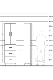 Arges Dolap 2 Raflı 3 Çekmeceli Tek Askılı 60x30x221 Çam-Aytaşı