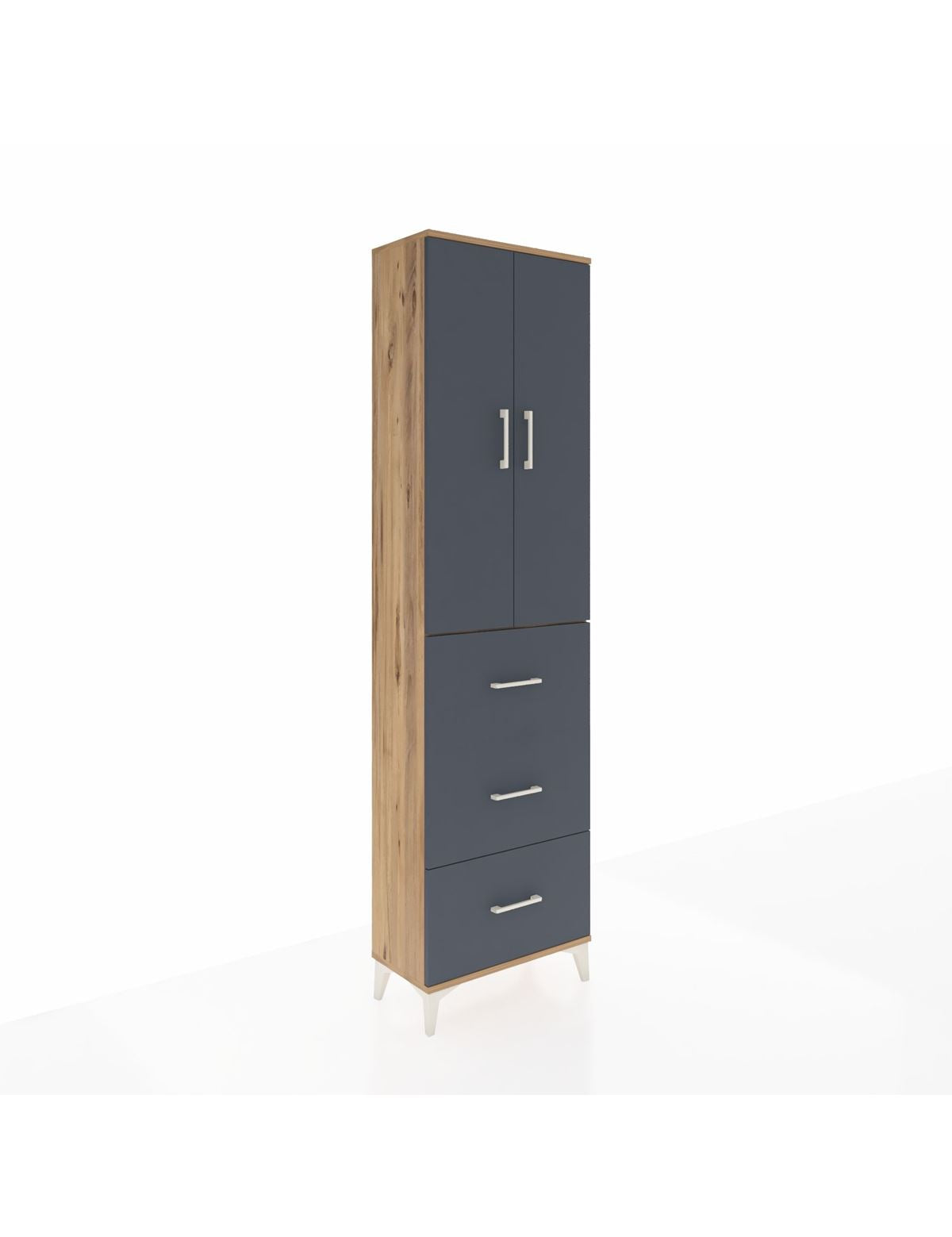 Arges Dolap 2 Raflı 3 Çekmeceli Tek Askılı 60x30x221 Çam-Antrasit