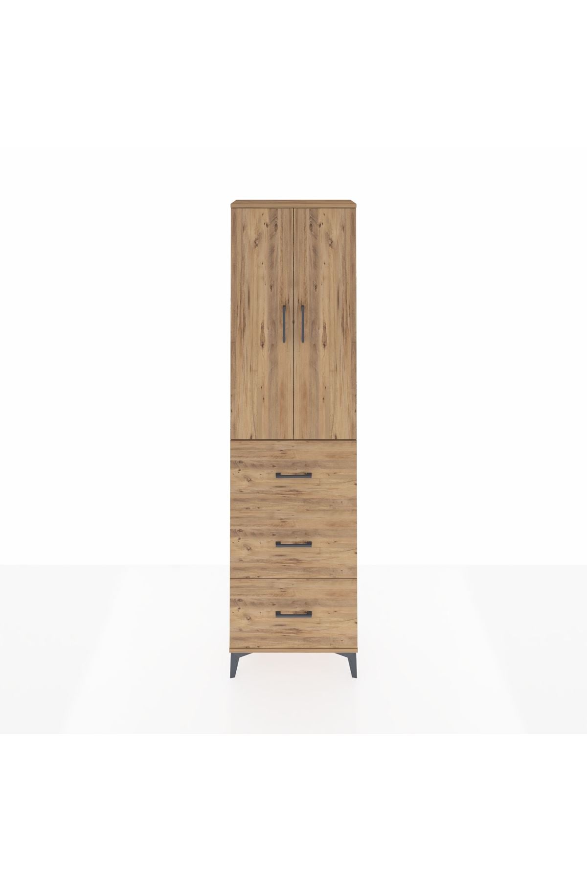 Arges Dolap 2 Raflı 3 Çekmeceli Tek Askılı 60x30x221 Çam-Çam