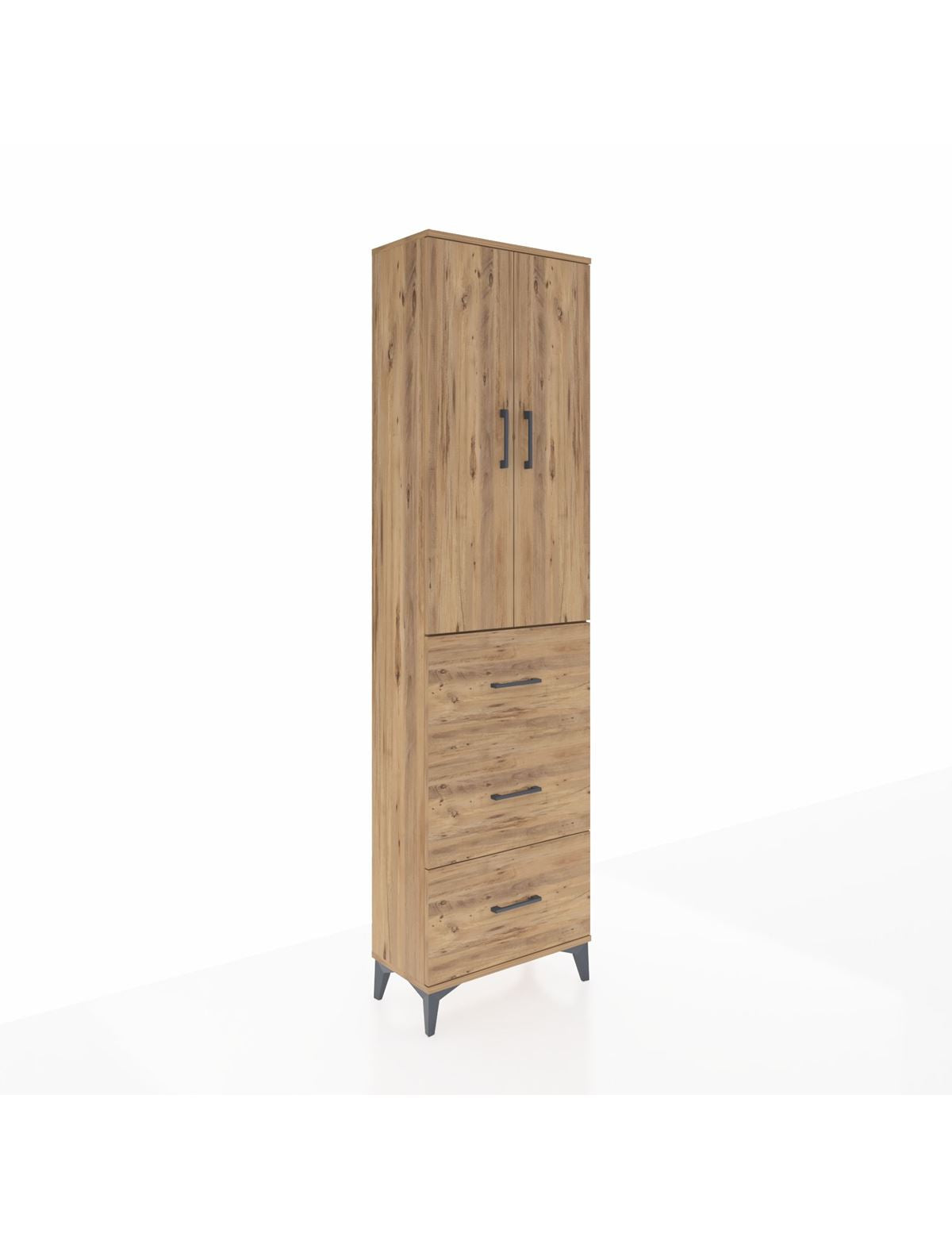 Arges Dolap 2 Raflı 3 Çekmeceli Tek Askılı 60x30x221 Çam-Çam