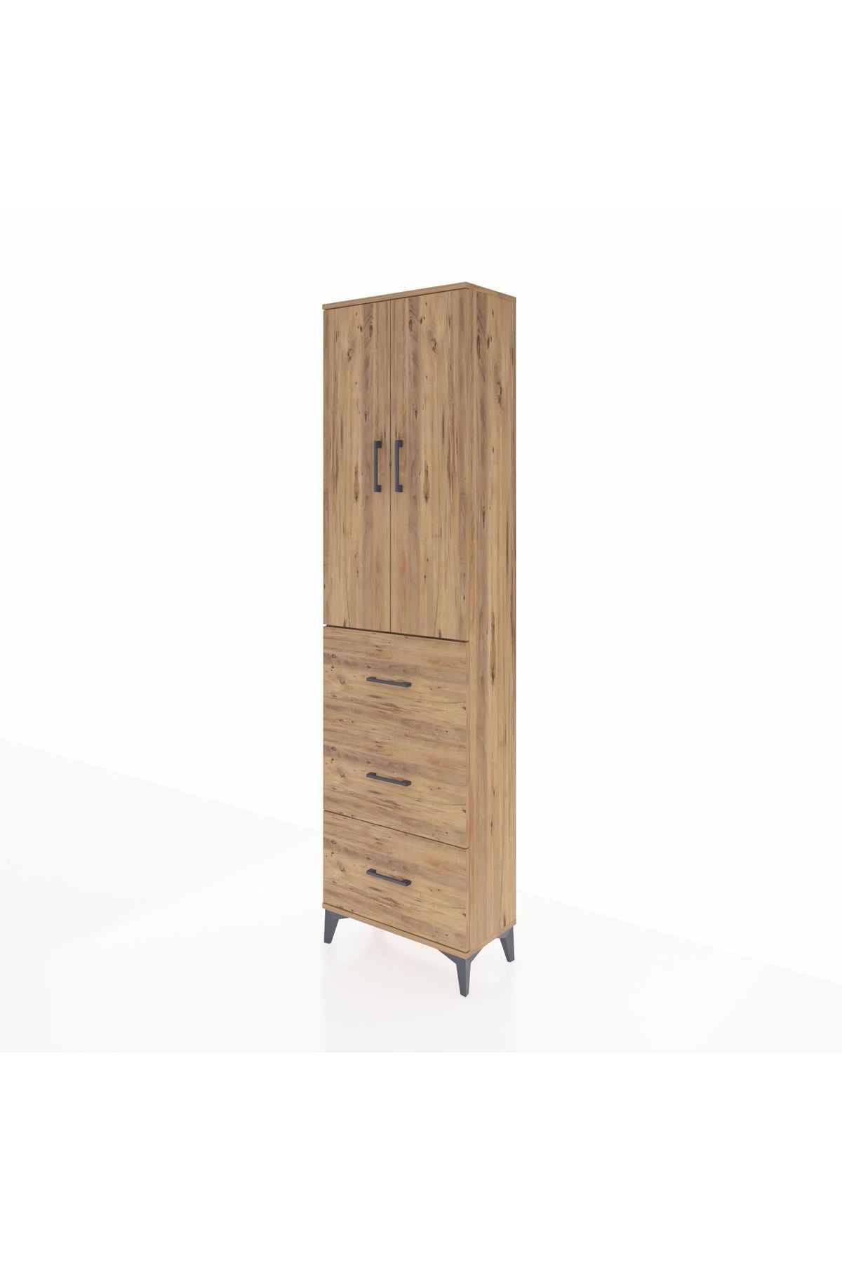 Arges Dolap 2 Raflı 3 Çekmeceli Tek Askılı 60x30x221 Çam-Çam