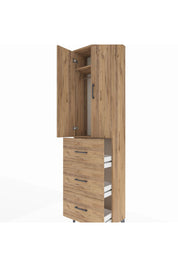 Arges Dolap 2 Raflı 3 Çekmeceli Tek Askılı 60x30x221 Çam-Çam