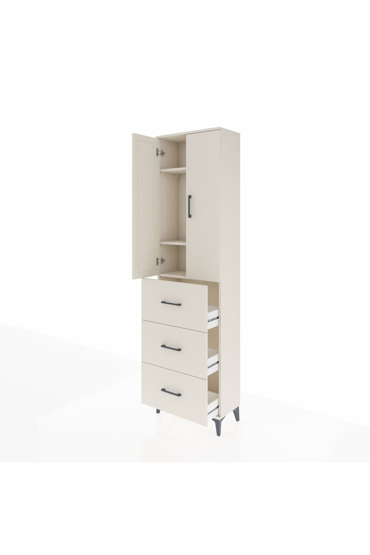 Arges Dolap 3 Raflı 3 Çekmeceli 2 Kapaklı 60x30x221 Aytaşı-Aytaşı