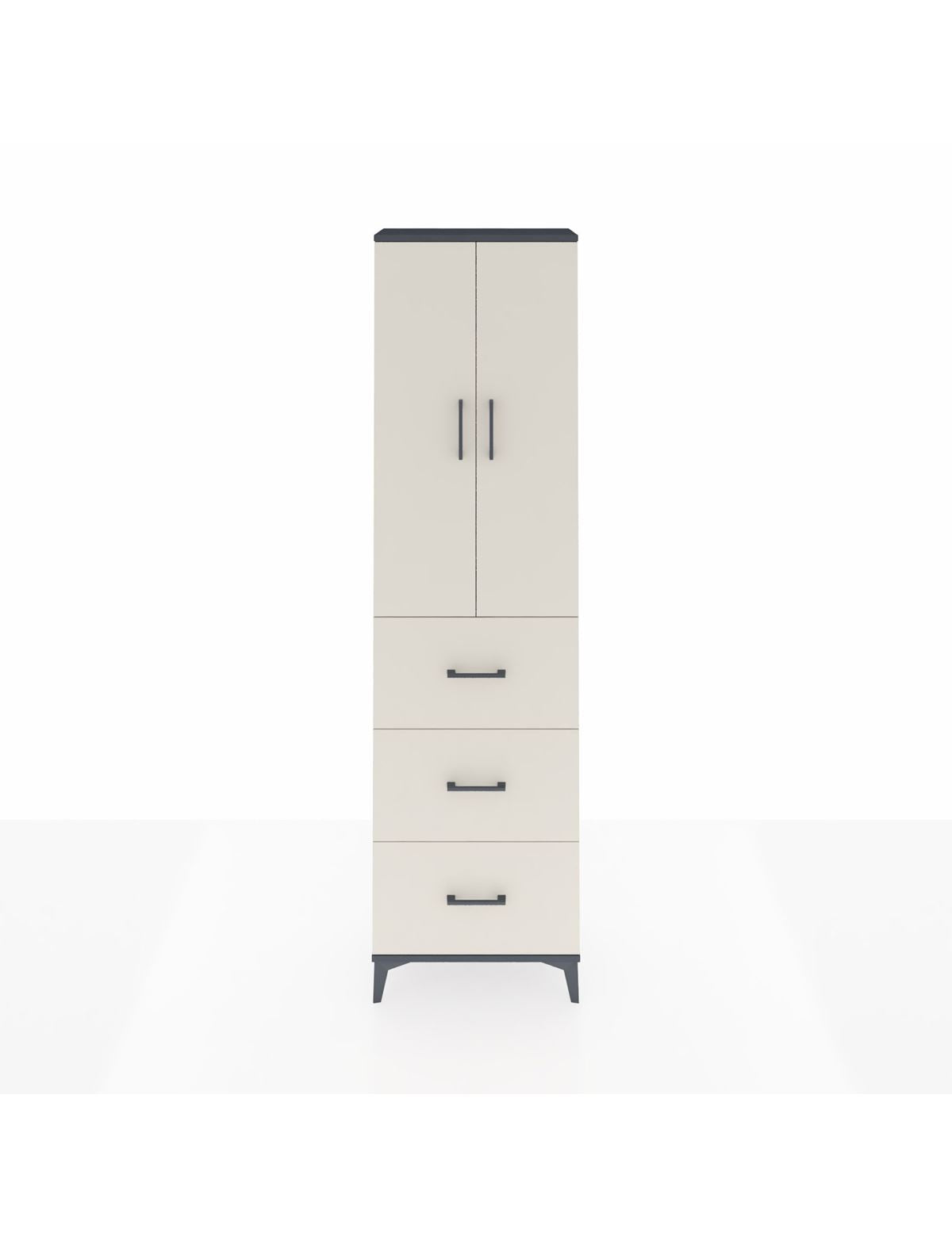 Arges Dolap 3 Raflı 3 Çekmeceli 2 Kapaklı 60x30x221 Antrasit-Aytaşı