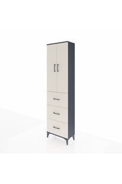 Arges Dolap 3 Raflı 3 Çekmeceli 2 Kapaklı 60x30x221 Antrasit-Aytaşı