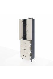 Arges Dolap 3 Raflı 3 Çekmeceli 2 Kapaklı 60x30x221 Antrasit-Aytaşı