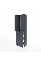 Arges Dolap 3 Raflı 3 Çekmeceli 2 Kapaklı 60x30x221 Antrasit-Antrasit