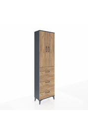 Arges Dolap 3 Raflı 3 Çekmeceli 2 Kapaklı 60x30x221 Antrasit-Çam