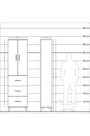 Arges Dolap 3 Raflı 3 Çekmeceli 2 Kapaklı 60x30x221 - S29M140V6A