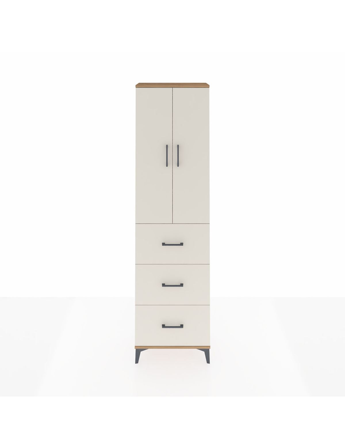 Arges Dolap 3 Raflı 3 Çekmeceli 2 Kapaklı 60x30x221 Çam-Aytaşı