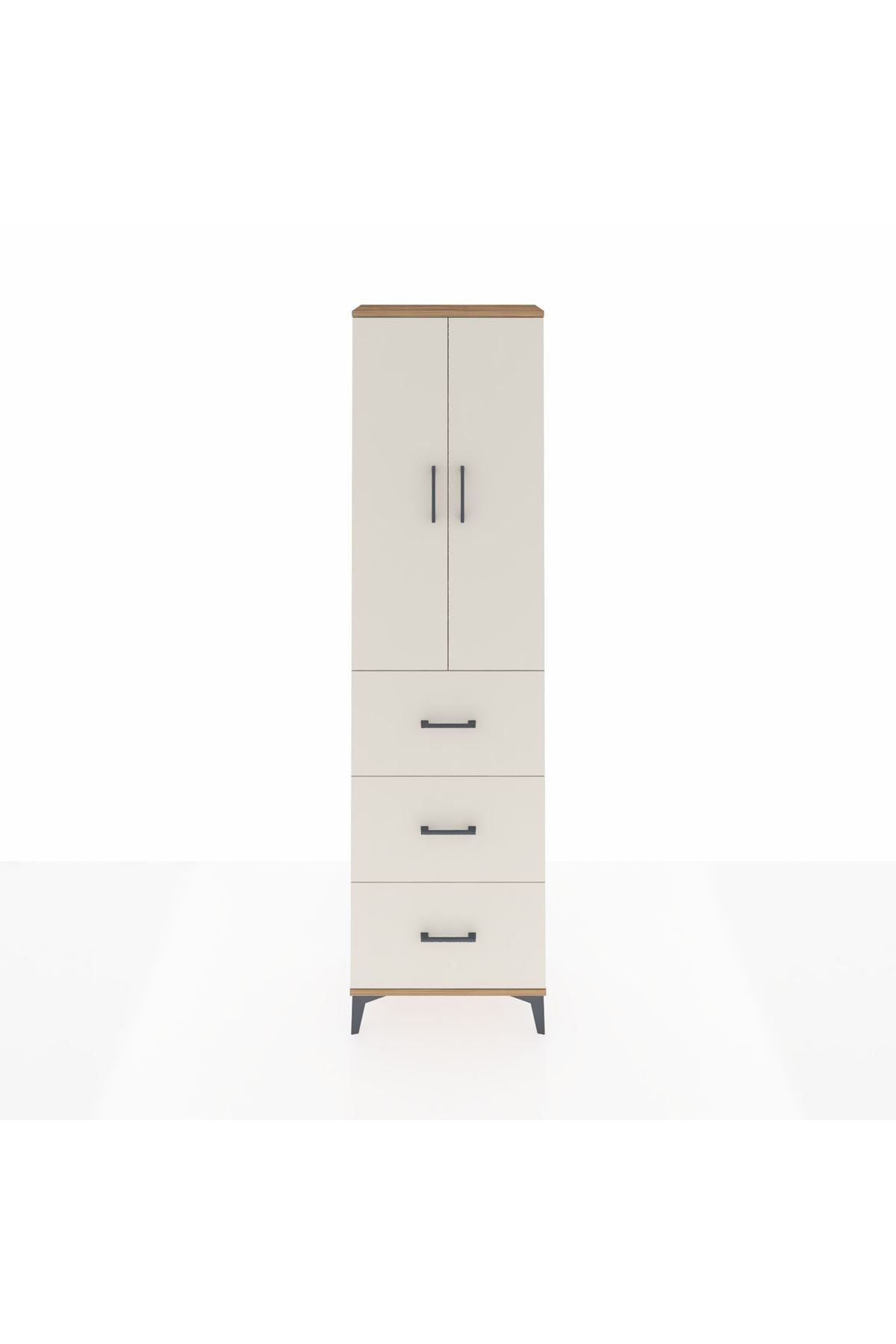 Arges Dolap 3 Raflı 3 Çekmeceli 2 Kapaklı 60x30x221 Çam-Aytaşı