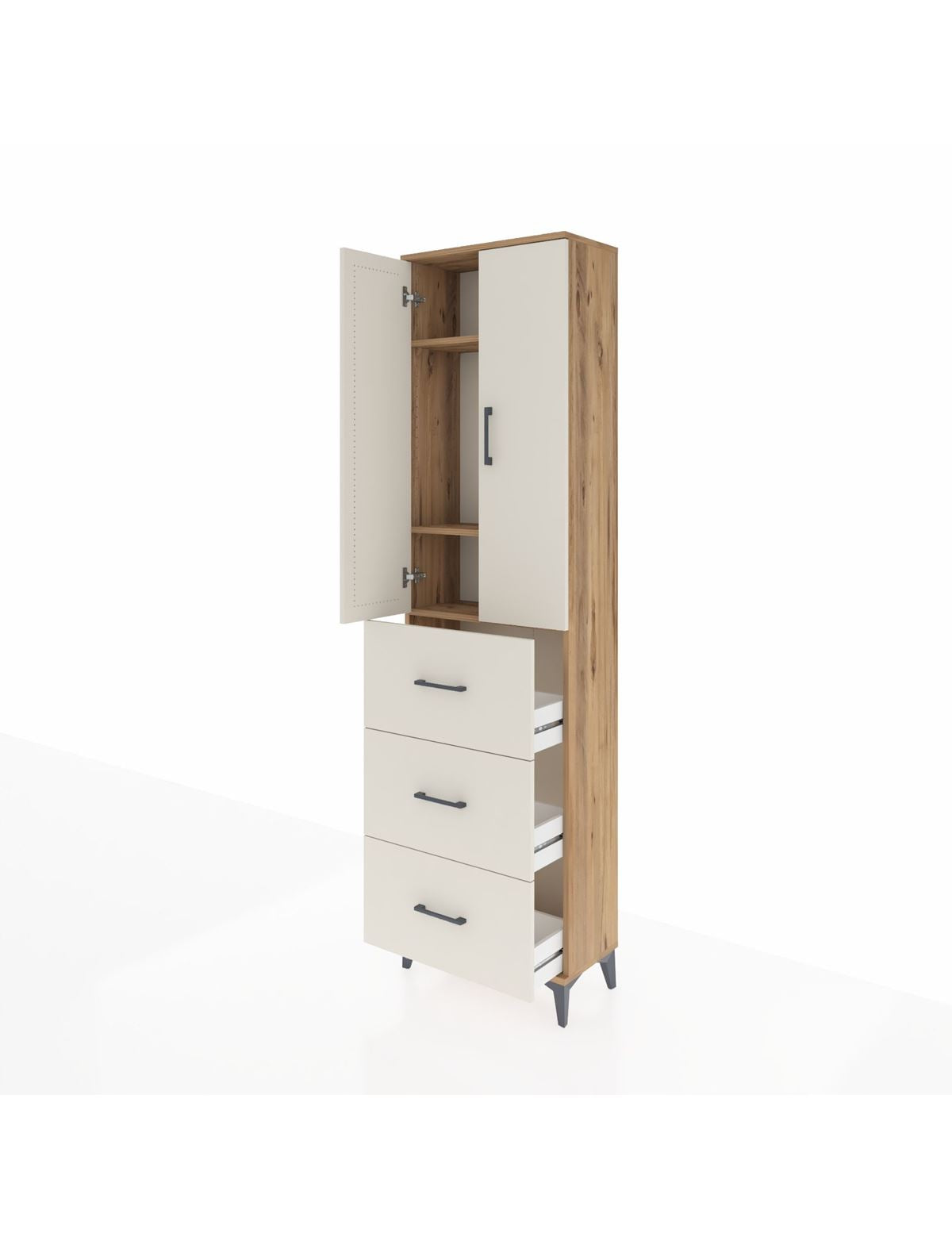 Arges Dolap 3 Raflı 3 Çekmeceli 2 Kapaklı 60x30x221 - S29M140V7A
