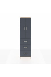 Arges Dolap 3 Raflı 3 Çekmeceli 2 Kapaklı 60x30x221 Çam-Antrasit