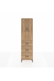 Arges Dolap 3 Raflı 3 Çekmeceli 2 Kapaklı 60x30x221 Çam-Çam
