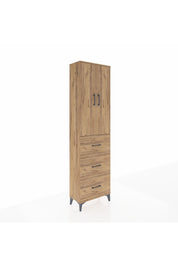 Arges Dolap 3 Raflı 3 Çekmeceli 2 Kapaklı 60x30x221 Çam-Çam