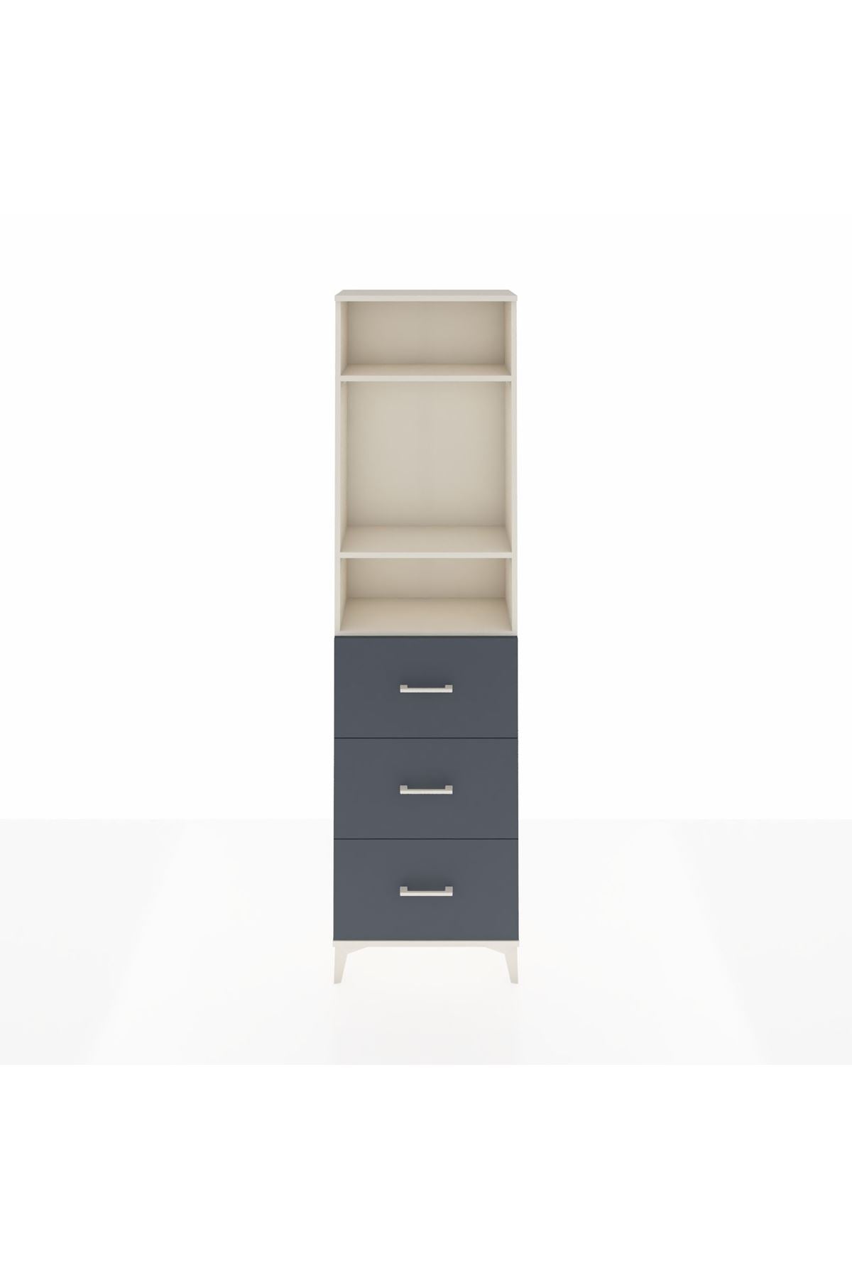 Arges Dolap 3 Raflı 3 Çekmeceli 60x30x221 Aytaşı-Antrasit