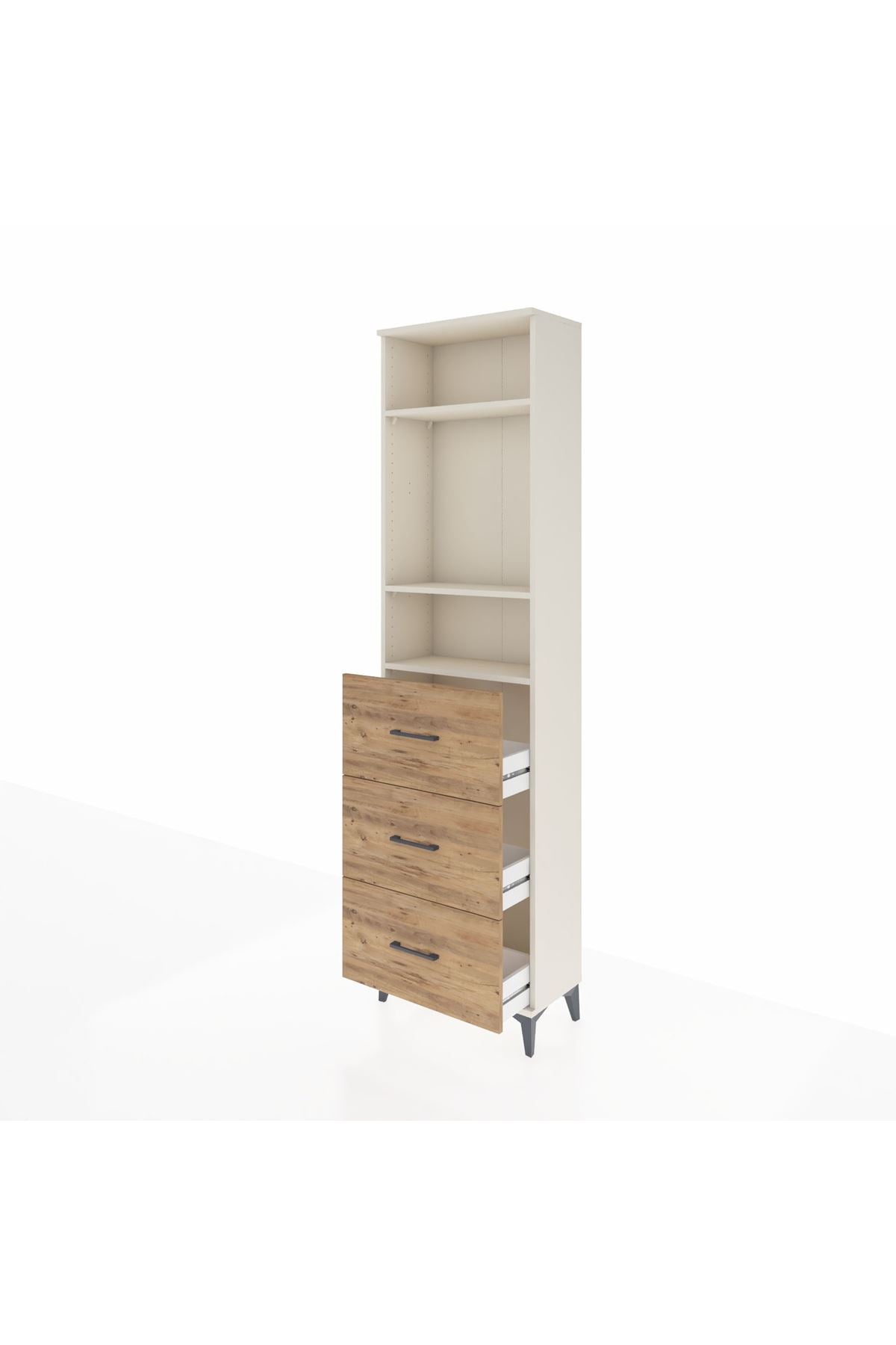 Arges Dolap 3 Raflı 3 Çekmeceli 60x30x221 Aytaşı-Çam