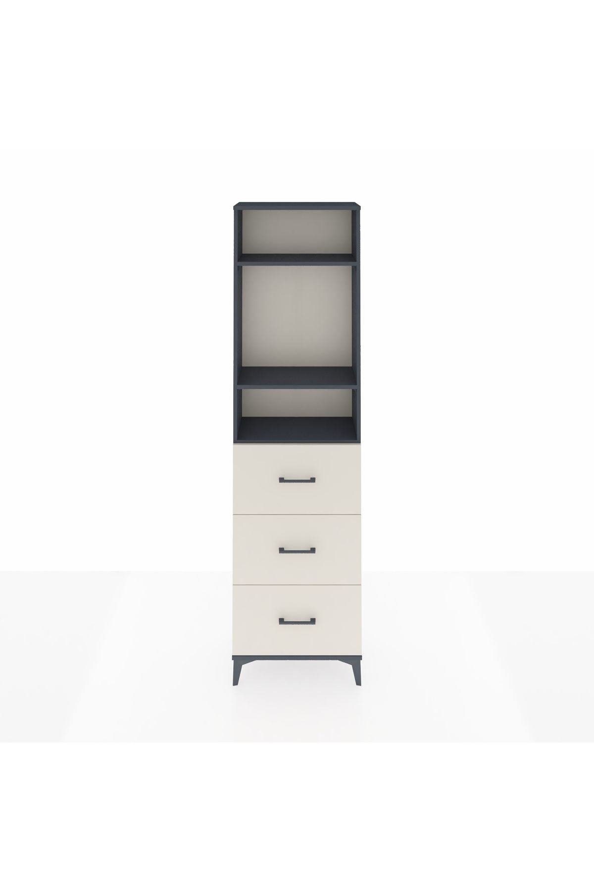 Arges Dolap 3 Raflı 3 Çekmeceli 60x30x221 Antrasit-Aytaşı