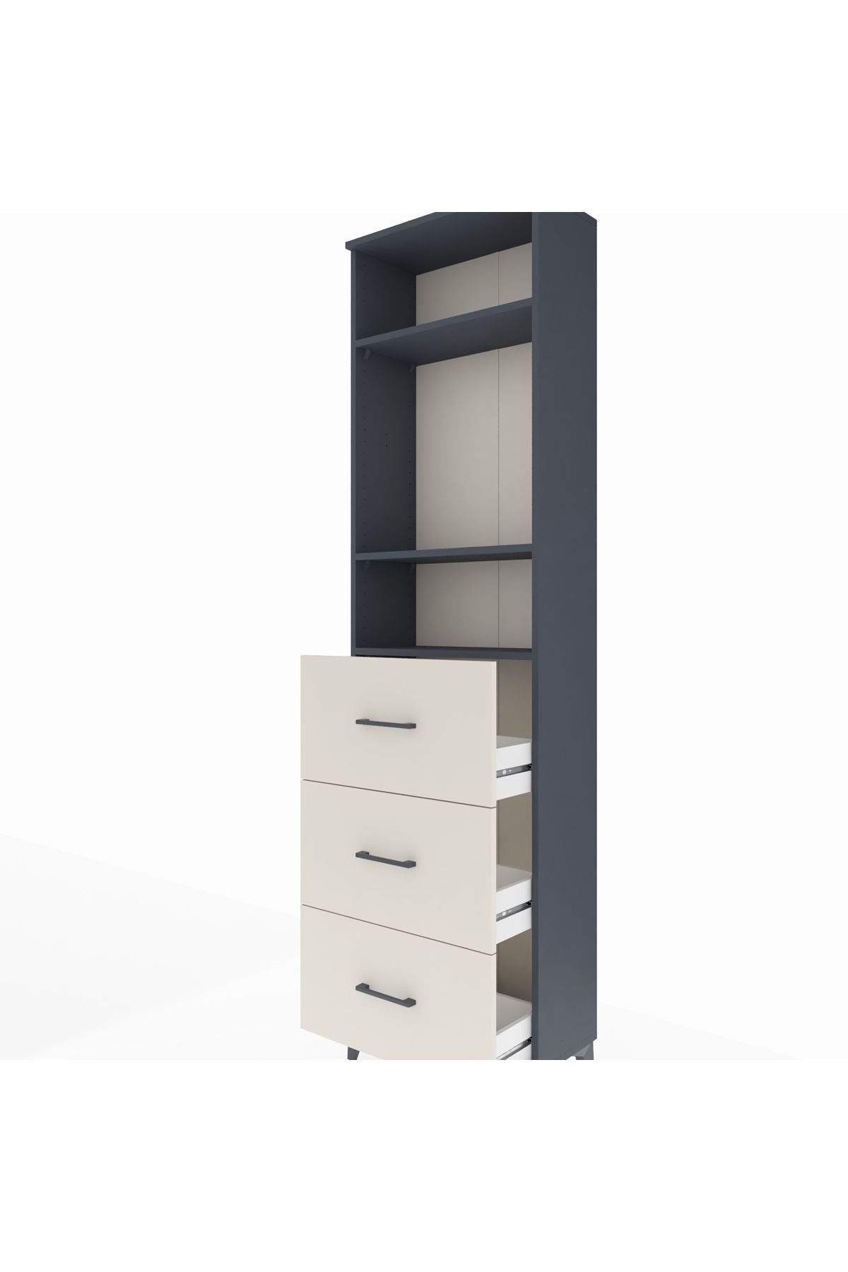 Arges Dolap 3 Raflı 3 Çekmeceli 60x30x221 Antrasit-Aytaşı